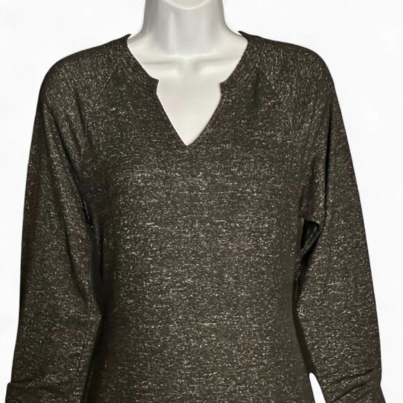 CAbi PJ Sweater Dress XS Black Marled Boho V Neck Long Sleeve Casual Cozy Knit - Picture 4 of 10